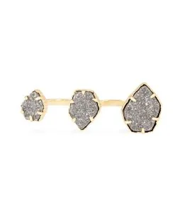 Kendra Scott Naomi Gold Double Ring In Platinum Drusy