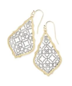 Kendra Scott Addie Gold Drop Earrings In Silver Filigree Mix