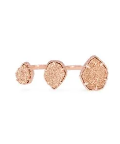 Kendra Scott Naomi Rose Gold Double Ring In Rose Gold Drusy