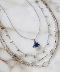 Kendra Scott Abbie Multi Strand Necklace In Silver -Earrings Bracelets Elegant Shop Kendra Scott Abbie Multi Strand Necklace Rhodium 00