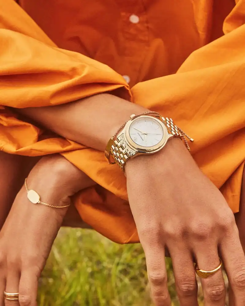 Earrings Bracelets Elegant Shop -Earrings Bracelets Elegant Shop Kendra Scott Alex 35 MM Watch Ivory MOP Gold 00