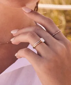 Kendra Scott Astrid 14k Yellow Gold Ring In White Diamond -Earrings Bracelets Elegant Shop Kendra Scott Astrid Band Ring White Diamond Yellow Gold 00