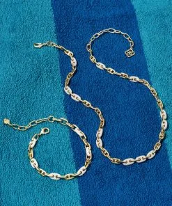 Kendra Scott Bailey Gold Chain Necklace In White Mix -Earrings Bracelets Elegant Shop Kendra Scott Bailey Chain Necklace White Mix Gold 00