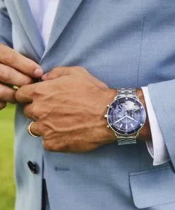 Kendra Scott Beck Stainless Steel 44mm Chronograph Watch In Blue 10 Kendra Scott Beck Stainless Steel 44mm Chronograph Watch In Blue -Earrings Bracelets Elegant Shop Kendra Scott Beck 44m Chronograph Watch Blue Stainless Steel 00