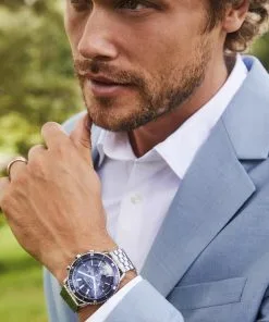 Kendra Scott Beck Stainless Steel 44mm Chronograph Watch In Blue 11 Kendra Scott Beck Stainless Steel 44mm Chronograph Watch In Blue -Earrings Bracelets Elegant Shop Kendra Scott Beck 44m Chronograph Watch Blue Stainless Steel 01