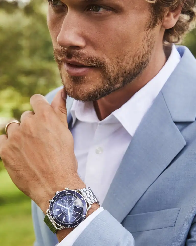 Kendra Scott Beck Stainless Steel 44mm Chronograph Watch In Blue 7 Kendra Scott Beck Stainless Steel 44mm Chronograph Watch In Blue - Image 5