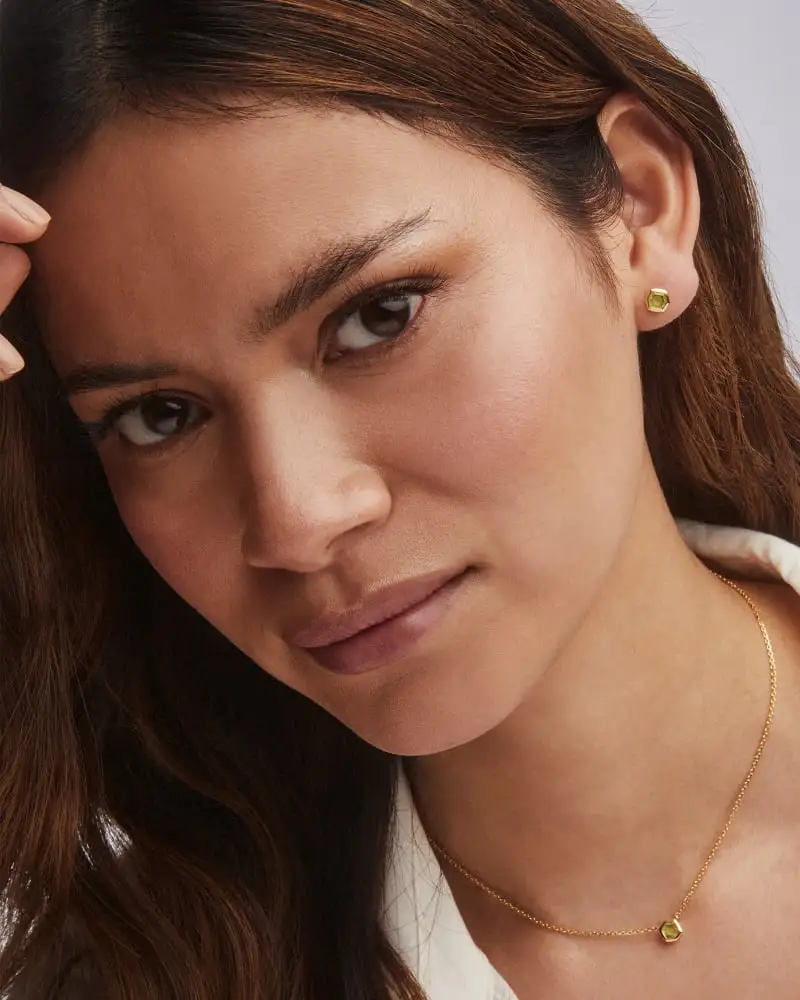 Kendra Scott Davie 18k Gold Vermeil Stud Earrings In Peridot 4 Kendra Scott Davie 18k Gold Vermeil Stud Earrings In Peridot - Image 2