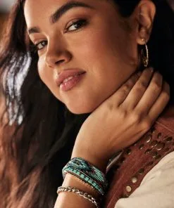 Kendra Scott Britt Silver Beaded Bracelet In Turquoise Mix -Earrings Bracelets Elegant Shop Kendra Scott Britt Beaded Bracelet Turquoise Mix Rhodium 00