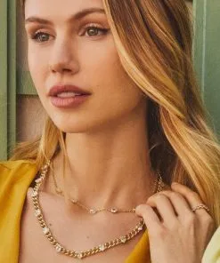 Kendra Scott Cailin Gold Crystal Strand Necklace In White Crystal -Earrings Bracelets Elegant Shop Kendra Scott Cailin Strand Necklace White Crystal Gold 00