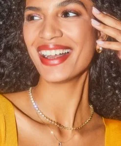 Kendra Scott Carmen Gold Tennis Necklace In White Crystal -Earrings Bracelets Elegant Shop Kendra Scott Carmen Tennis Necklace White Crystal Gold 00 1