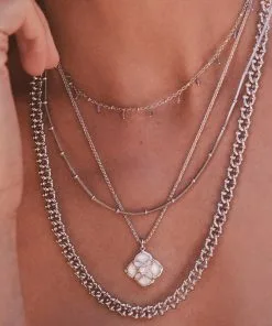 Kendra Scott Dira Stone Silver Short Pendant Necklace In Ivory Mix -Earrings Bracelets Elegant Shop Kendra Scott Dira Stone Pendant Necklace Rose Opal Champagne Rhodium 00