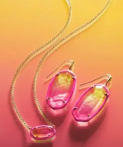 Kendra Scott Elisa Gold Enamel Framed Short Pendant Necklace In Sunset Ombre Illusion 8 Kendra Scott Elisa Gold Enamel Framed Short Pendant Necklace In Sunset Ombre Illusion -Earrings Bracelets Elegant Shop Kendra Scott Elisa Enamel Pendant Necklace Yellow Pink Gold 00