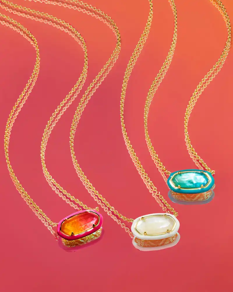 Kendra Scott Elisa Gold Enamel Framed Short Pendant Necklace In Sunset Ombre Illusion 6 Kendra Scott Elisa Gold Enamel Framed Short Pendant Necklace In Sunset Ombre Illusion - Image 4