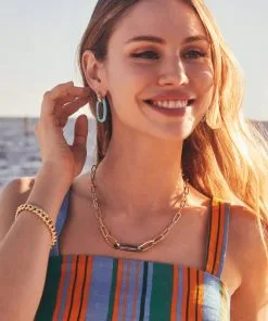 Kendra Scott Elle Silver Convertible Link Earrings In Turquoise Magnesite -Earrings Bracelets Elegant Shop Kendra Scott Elle Link Earrings Turquoise Magnesite Gold 00