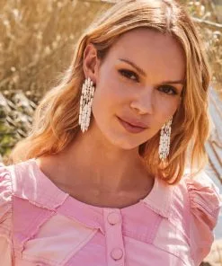 Kendra Scott Ember Gold Statement Earrings In White Howlite -Earrings Bracelets Elegant Shop Kendra Scott Ember Statement Earring White Howlite Gold 02