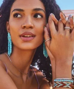 Kendra Scott Ember Silver Triple Cuff Bracelet In Variegated Turquoise Magnesite -Earrings Bracelets Elegant Shop Kendra Scott Ember Triple Cuff Bracelet Turquoise Rhodium 02