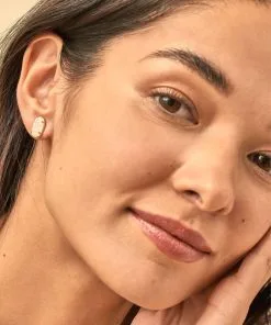 Kendra Scott Grayson Gold Stud Earrings In Iridescent Drusy -Earrings Bracelets Elegant Shop Kendra Scott Grayson Stud Earring Iridescent Drusy Gold 01