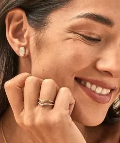 Kendra Scott Grayson Gold Stud Earrings In Iridescent Drusy -Earrings Bracelets Elegant Shop Kendra Scott Grayson Stud Earring Iridescent Drusy Gold 02