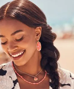 Kendra Scott Jovie Gold Beaded Strand Necklace In Bronze Veined Red And Fuchsia Magnesite -Earrings Bracelets Elegant Shop Kendra Scott Jovie Beaded Strand Necklace Bronze Veined Red Fuchsia Magnesite Gold 00