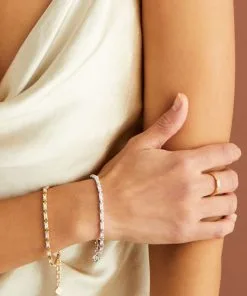 Kendra Scott Juliette Gold Delicate Chain Bracelet In White Crystal -Earrings Bracelets Elegant Shop Kendra Scott Juliette Chain Bracelet Gold 03