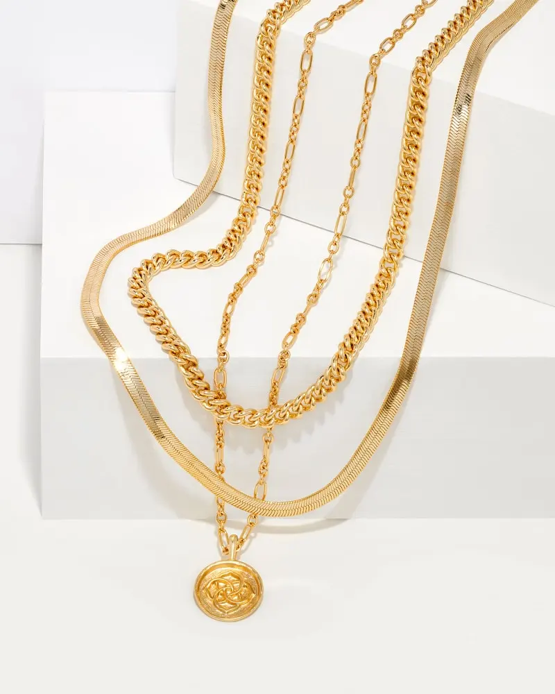 Kendra Scott Dira Coin Necklace Layering Set In Gold 3 Kendra Scott Dira Coin Necklace Layering Set In Gold