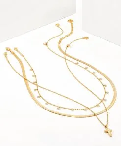 Kendra Scott Cross Necklace Layering Set In Gold