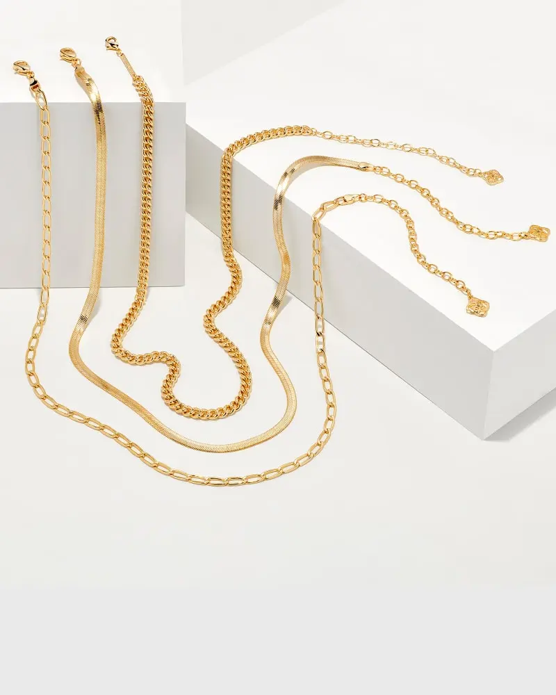 Kendra Scott Set Of 3 Chain Necklace Layering Set In Gold 3 Kendra Scott Set Of 3 Chain Necklace Layering Set In Gold