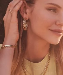 Kendra Scott Kelly Hoop Earrings In Gold -Earrings Bracelets Elegant Shop Kendra Scott Kelly Hoop Earrings Gold 00