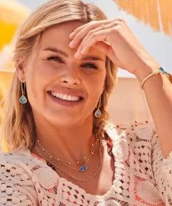 Kendra Scott Framed Kendall Gold Wire Drop Earrings In Teal Abalone -Earrings Bracelets Elegant Shop Kendra Scott Kendall Wire Drop Earring Teal Abalone Gold 01