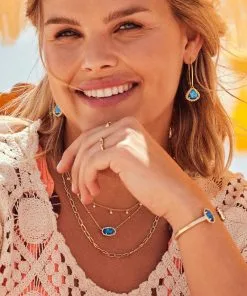 Kendra Scott Framed Kendall Gold Wire Drop Earrings In Teal Abalone -Earrings Bracelets Elegant Shop Kendra Scott Kendall Wire Drop Earring Teal Abalone Gold 02