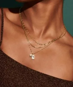 Kendra Scott Kinsley Gold Multi Strand Necklace In Ivory Mother-of-Pearl -Earrings Bracelets Elegant Shop Kendra Scott Kinsley Multi Strand Necklace Ivory MOP Gold 00