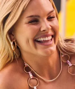 Kendra Scott Larsan Gold Tennis Necklace In White Crystal -Earrings Bracelets Elegant Shop Kendra Scott Laresen Tennis Necklace White Crystal Gold 00 1