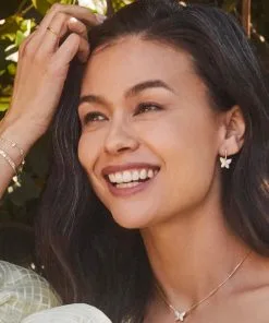 Kendra Scott Lillia Crystal Butterfly Gold Pendant Necklace In White Crystal -Earrings Bracelets Elegant Shop Kendra Scott Lillia Butterfly Pendant Necklace White Crystal Gold 00