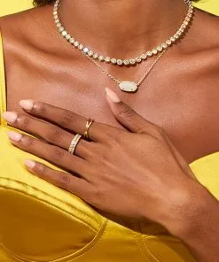 Kendra Scott Livy Gold Rings Set Of 3 In White Crystal -Earrings Bracelets Elegant Shop Kendra Scott Livy Ring Set Gold 00