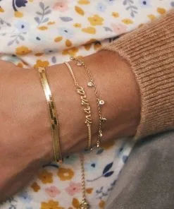 Kendra Scott Mama Script Bracelet In Gold -Earrings Bracelets Elegant Shop Kendra Scott Mama Delicate Chain Bracelet Gold 01