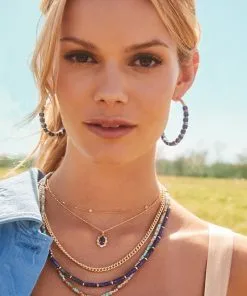 Kendra Scott Piper Gold Pendant Necklace In Blue Lapis -Earrings Bracelets Elegant Shop Kendra Scott Piper Pendant Necklace Blue Lapis Gold 03