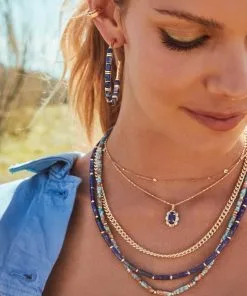 Kendra Scott Piper Gold Pendant Necklace In Blue Lapis -Earrings Bracelets Elegant Shop Kendra Scott Piper Pendant Necklace Blue Lapis Gold 04