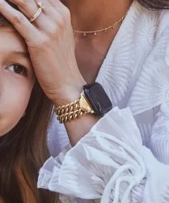 Kendra Scott Whitley Double Chain Watch Band In Gold Tone Stainless Steel -Earrings Bracelets Elegant Shop Kendra Scott Whitley Double Chain Watch Band Gold 01