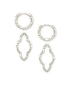 Kendra Scott Abbie Convertible Huggie Earrings In Silver -Earrings Bracelets Elegant Shop kendra scott abbie huggie earrings rhodium 01 lg