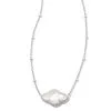 Kendra Scott Abbie Silver Pendant Necklace In Ivory Mother-of-Pearl -Earrings Bracelets Elegant Shop kendra scott abbie pendant necklace rhodium ivory mother of pearl 00