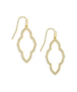 Kendra Scott Abbie Gold Small Open Frame Earrings In White Crystal