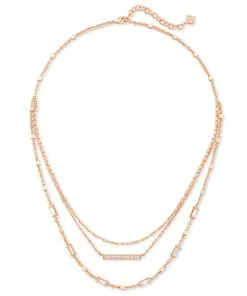 Kendra Scott Addison Triple Strand Necklace In Rose Gold -Earrings Bracelets Elegant Shop kendra scott addison multistrand necklace rose gold white cz 01 lg
