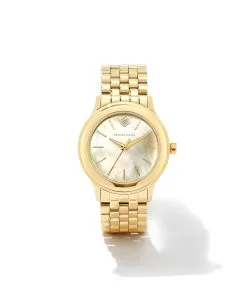 Kendra Scott Alex Gold Tone Stainless Steel 35mm Watch In Ivory Mother-of-Pearl