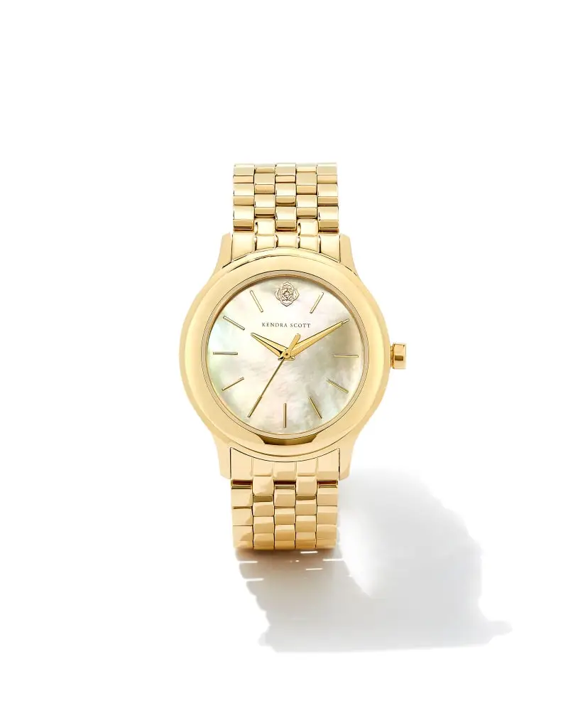 Kendra Scott Alex Gold Tone Stainless Steel 35mm Watch In Ivory Mother-of-Pearl 3 Kendra Scott Alex Gold Tone Stainless Steel 35mm Watch In Ivory Mother-of-Pearl