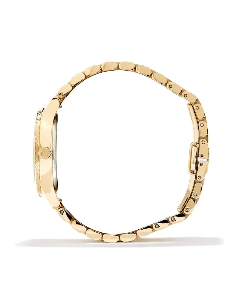 Kendra Scott Alex Gold Tone Stainless Steel 35mm Watch In Ivory Mother-of-Pearl 6 Kendra Scott Alex Gold Tone Stainless Steel 35mm Watch In Ivory Mother-of-Pearl - Image 4