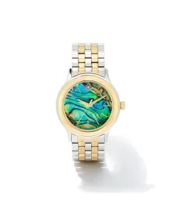 Kendra Scott Alex Two Tone Stainless Steel 35mm Watch In Abalone