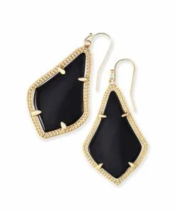 Kendra Scott Alex Gold Drop Earrings In Black Opaque Glass