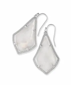 Kendra Scott Alex Silver Drop Earrings In Ivory Pearl