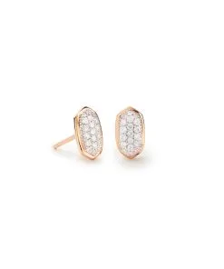 Kendra Scott Amelee Earrings In Pave Diamond And 14k Rose Gold