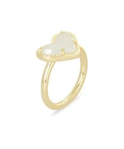 Kendra Scott Ari Heart Gold Band Ring In Iridescent Drusy